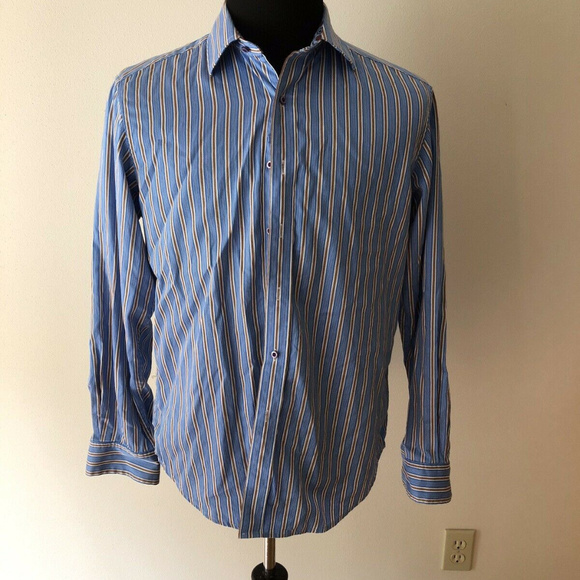 Robert Graham Other - Robert Graham blue, white, brown shirt - mens med